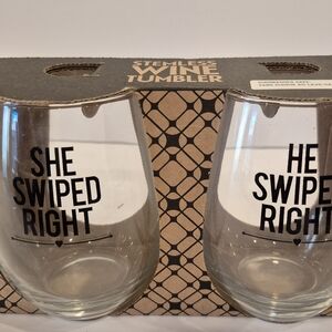 She Swiped Right Stemless Wine Tumblers